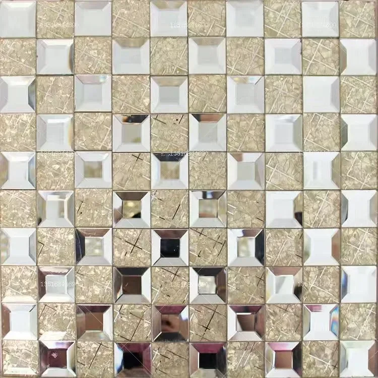 thumbnail image 1 of pieza de mosaico de cristal dorado, azulejos decorativos para exhibición de KTV, decoración para el hogar y la oficina, mosaico nórdico para cocina, pegatina de pared, decoración de habitación, 1 of 5