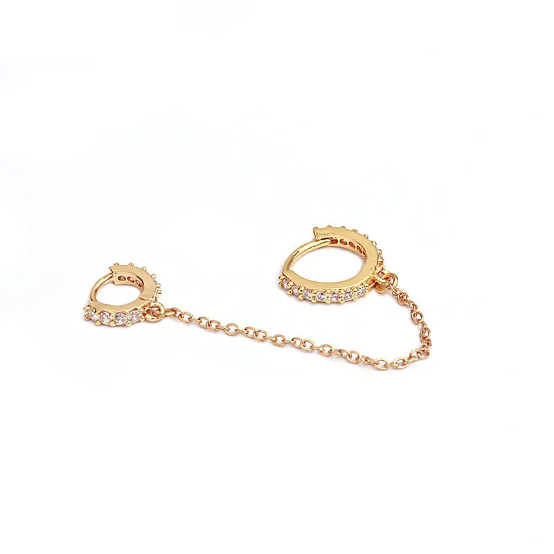Unisex Hoop Earrings Ear Accessories Crystal Zircon Double Ear Pierced Earrings 1pc