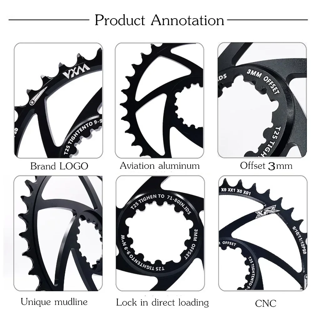 Bike Chainring 1/3/6mm Offset Bike MTB Chainring for XX1 XO1 X1 GX XO Crankset
