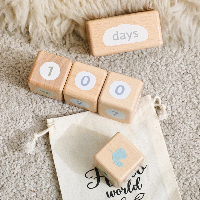 Baby Monatliche Meilenstein Block Set Baby Alter Meilenstein Zeichen Holz Baby Foto Prop Set Neugeborenen Foto Memorial Zubehör – Detail 13