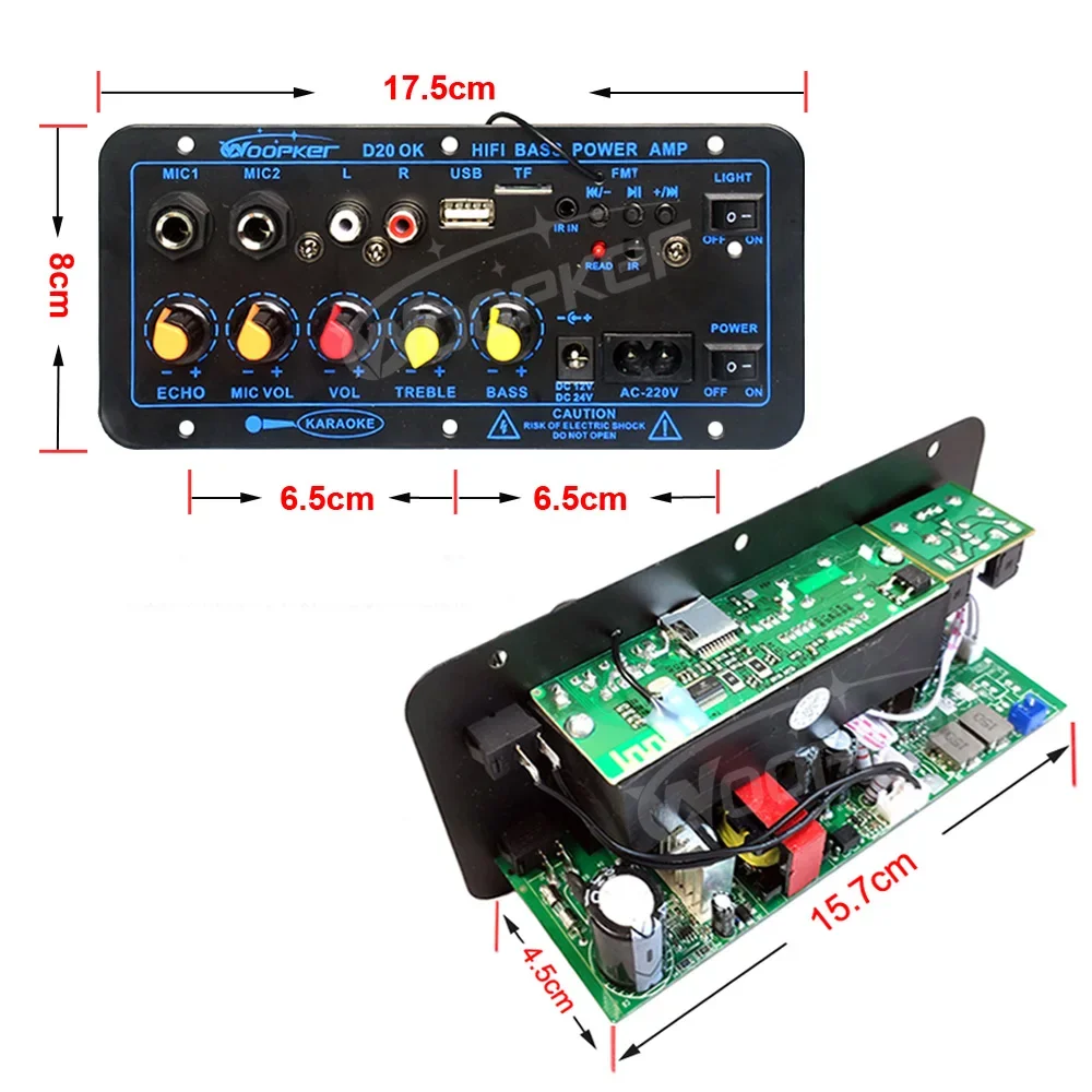 D20 Bluethooth Amplifier Board 60-200W Hifi Subwoofer Amplifier Module Dual Micr