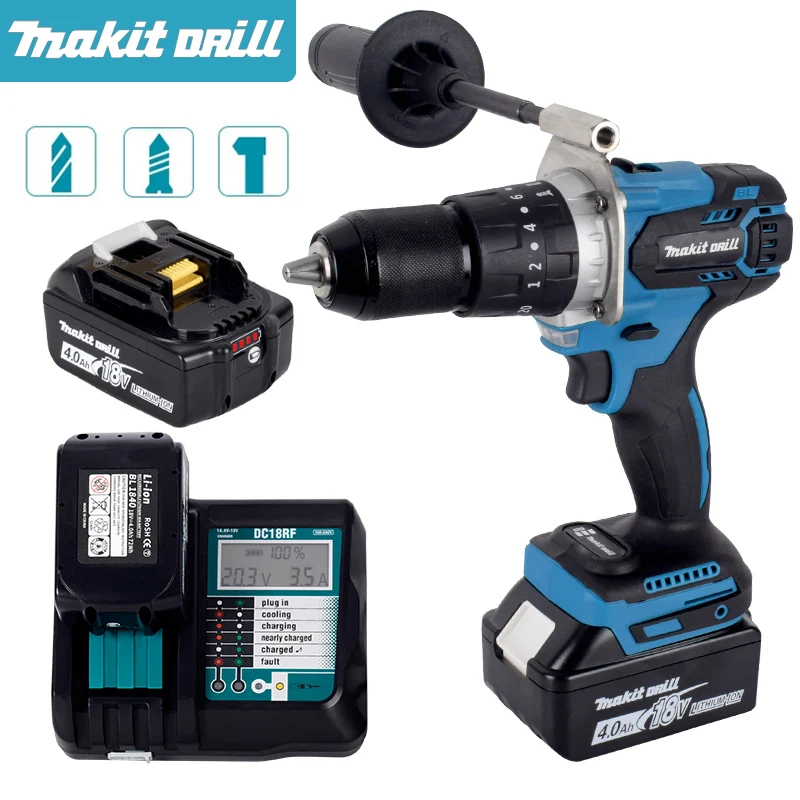 шуруповерт для ледобура шуруповерт аккумуляторный шуруповерт шуруповерт 18v шуруповерт макита шуруповерт бесщеточный для ледобура шуруповерт аккумуляторный Беспроводная ударная дрель, 18 в, 13 мм, 120 нм