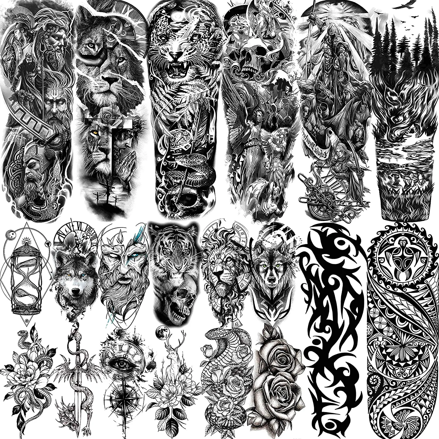 

Extra Large Full Arm Temporary Tattoos For Men Women Adults Waterproof Fake Tattoo Stickers Body Art