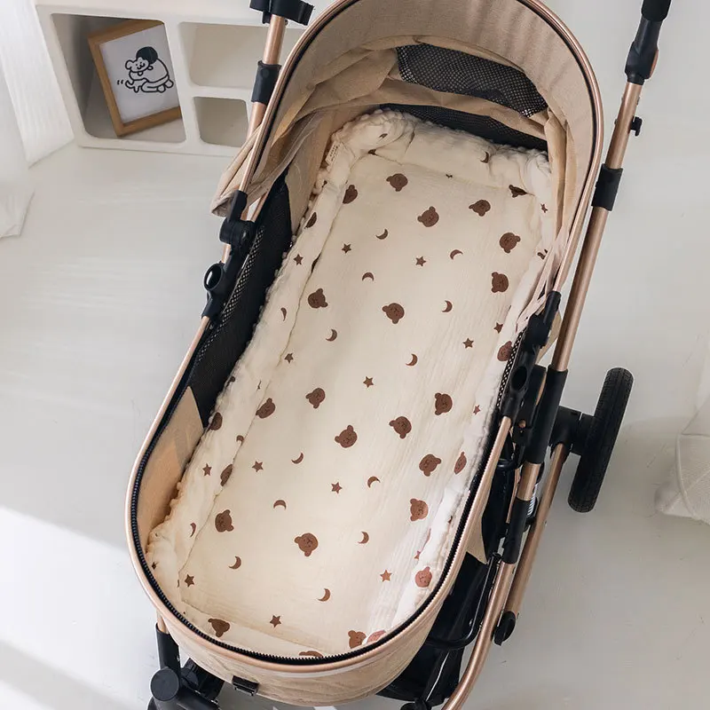Cartoon Bear Baby Stroller Seat Cushion Cotton Soft Newborn Car Seat Pad Infant Pushchair Mattress Mat Kid Pram Accessories