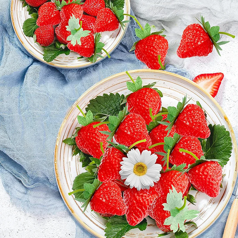 20pcs Artificial Fruit Fake Strawberry Plastic Simulation Strawberry Ornament Craft Photography props Christmas Home Decor artificial fruits and vegetables