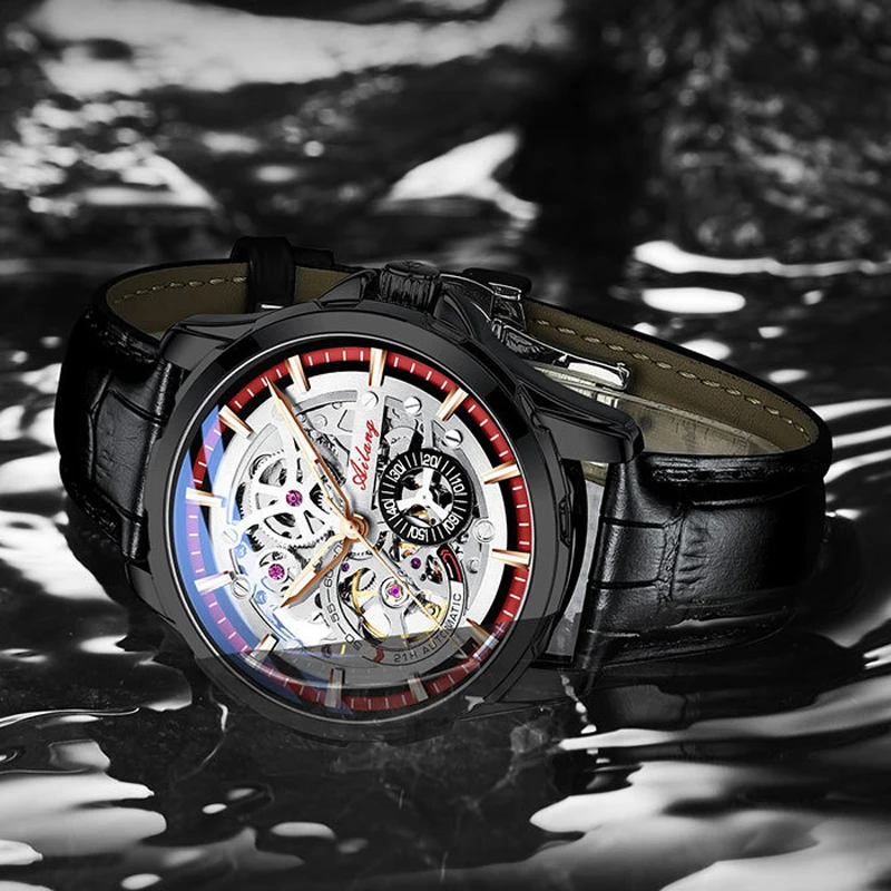 AILANG Men's Fashion Hollow Mechanical Watch High Quality Leather Waterproof Fully Automatic Tourbillon Watches Men's Clock_voghion.com