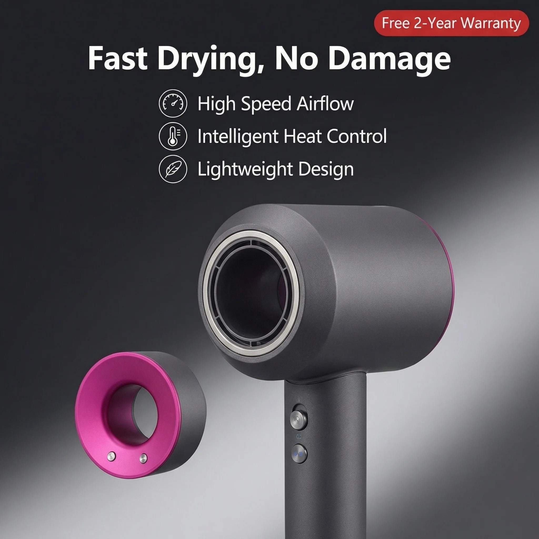 High Speed Leafless Hair Dryer With Negative Ionic Technology_voghion.com