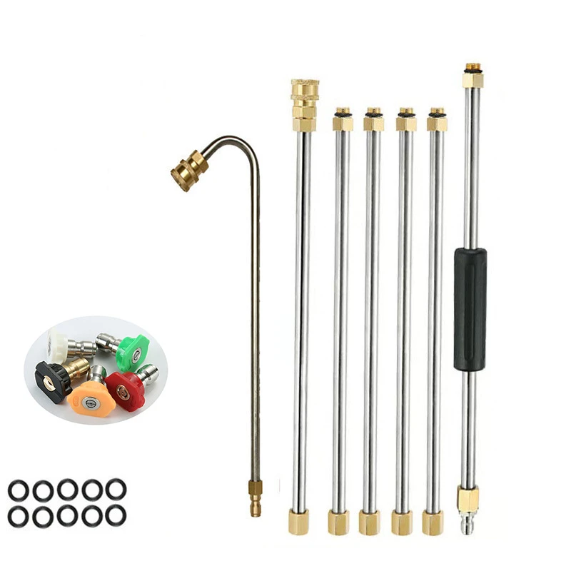 High Pressure Washer Extension Rod 1/4 Inch Connection Nozzles for Roof Gutter Cleaning Tools Connecting Rod 5