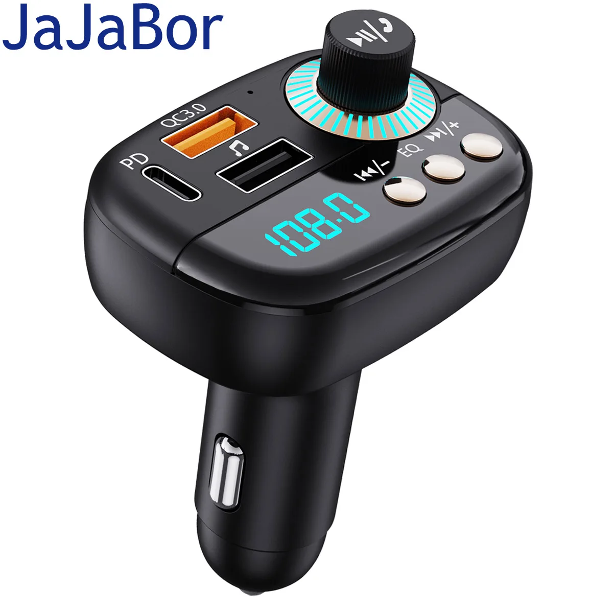 JaJaBor Car FM Transmitter Car MP3 Player Receiver Bluetooth Handsfree Car Kit QC3.0 PD Fast Charging Dual USB Car Charger