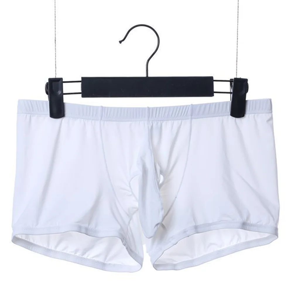 

Sexy Men Boxer Ice Silk Seamless Briefs Closed Sheath Shorts Trunks Thin Elasticity Underpants Seduction Erotic Underwear