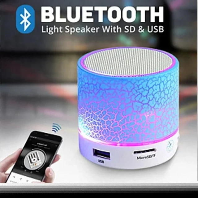 Mini Bluetooth Speaker Wireless with LED Light USB SD Card AUX Subwoofer Portable for PC Mobile Phone