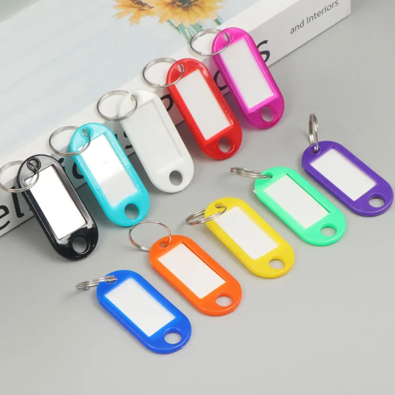 10-50pcs/lot Tough Plastic Key Tags with Split Ring Label Window for DIY Key Chain Kit Numbered Name Baggage Luggage Tags