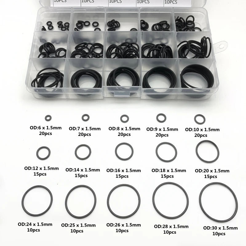 O Rings VMQ NBR FKM 1.5/1.8/1.9/2.4/3.1mm Sealing Gaskets O-Ring Silicone Washer Rubber Oring Set Assortment Kit Set Box Ring
