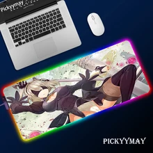 Tapete de mesa de borracha antiderrapante de mousepad cs hiper do computador xxl do gamer xxl 900x400 do diodo emissor de luz da almofada do rato do jogo de nier automata