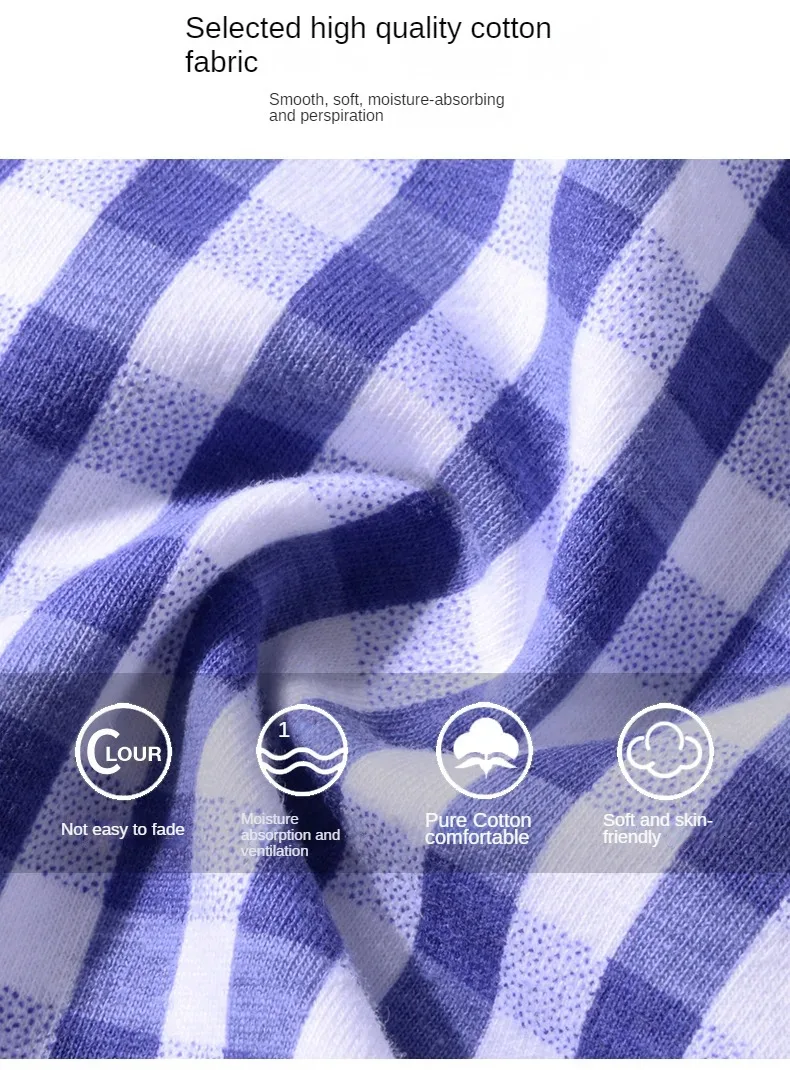 Soft Underwear Boxer Men Cotton Plaid Underpants Comfy Sleep Boxing Shorts Male U Convex Sexy Panties 4pcs Lots Trunks Blue Red