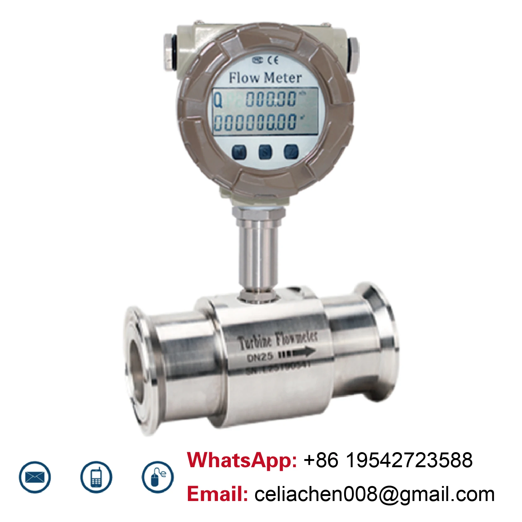 LWGY Turbine Flow Meter Digital Liquid Flowmeter 4-20mA Output Stainless Steel Sanitary Tri-clamp Water Diesel Fuel Sensor flow meter water flow meter turbine flow meter digital turbine flow meter
