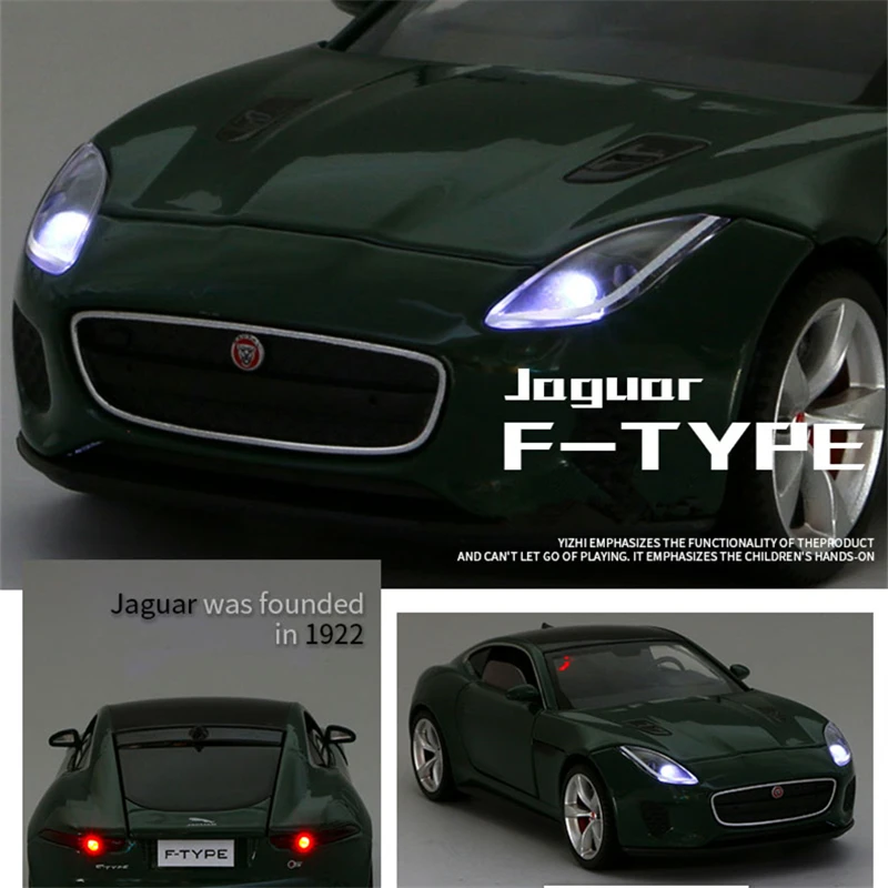 1:32 Jaguars F-TYPE Coupe Alloy Car Model Diecast Toy Vehicles Metal Car Model High Simulation Sound and Light Children Toy Gift 6