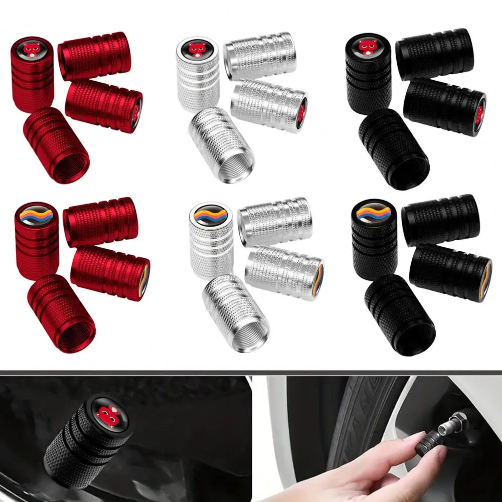 4Pcs Car Tire Valve Stems Caps Knurling Style Tire Valve Cap Vibrant Color Stainless Steel Wheel Stem Air Cap Car Supplies