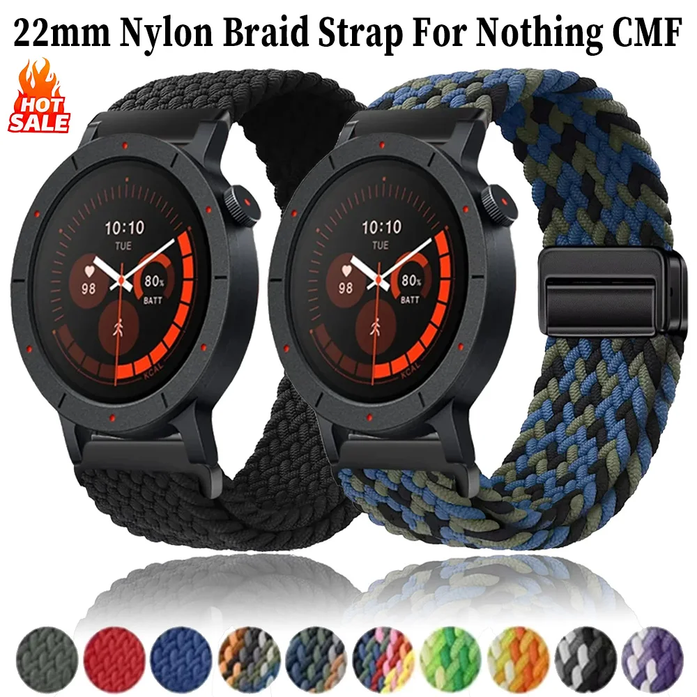 Nylon Braid Sport Strap - 22mm Magnetic Breathable Bracelet Wristband