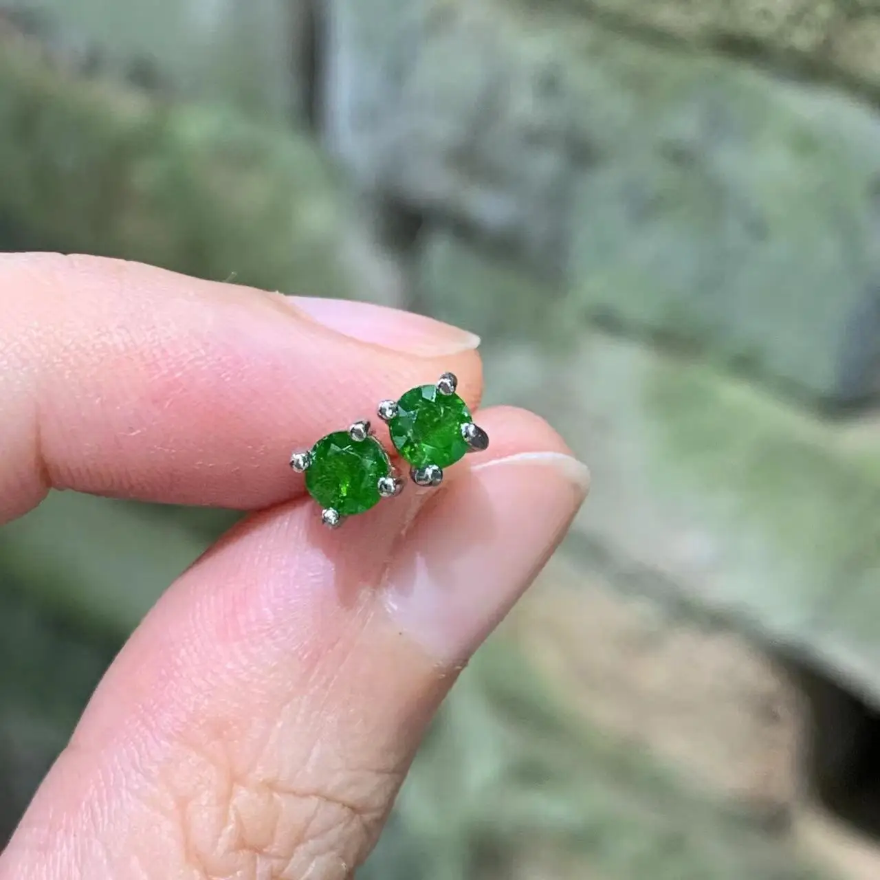 MM Natural Diopside Stud Earrings For Women Real 925 Sterling Silver Vintage Femme Gift Prevent Allergy Fine Jewelry Stone