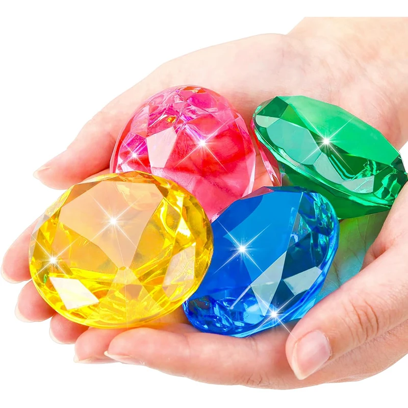 2개입 특대형 아크릴 다이아몬드 보석 60MM 랜덤 색상 해적 보물 파티 선물 어린이 생일 할로윈 선물