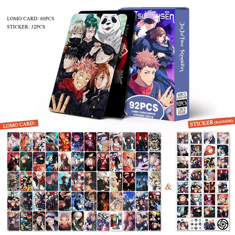 

92Pcs Anime Jujutsu Kaisen Figure Lomo Card Itadori Yuji Gojo Satoru Bookmark Sticker Double-sided Photocard Collection Toy Gift