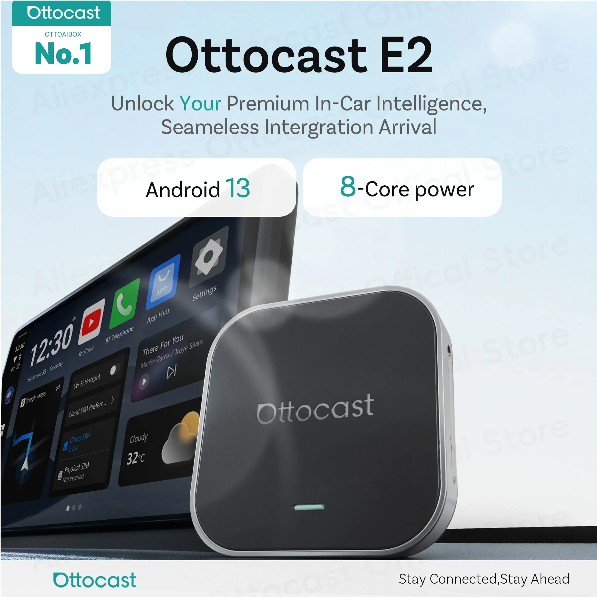 OTTOCAST Ottaibox E2 Android 13 Wireless CarPlay Android Auto AI