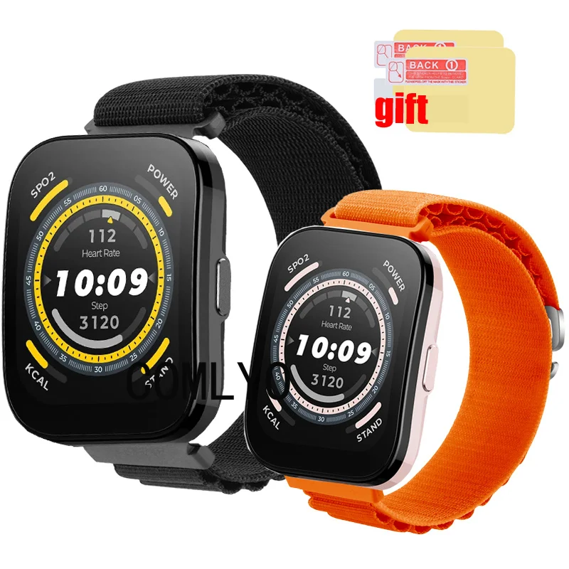 

3in1 Band For Amazfit Bip 5 bip5 Strap Nylon Soft Bracelet Bands Belt Screen Protector film