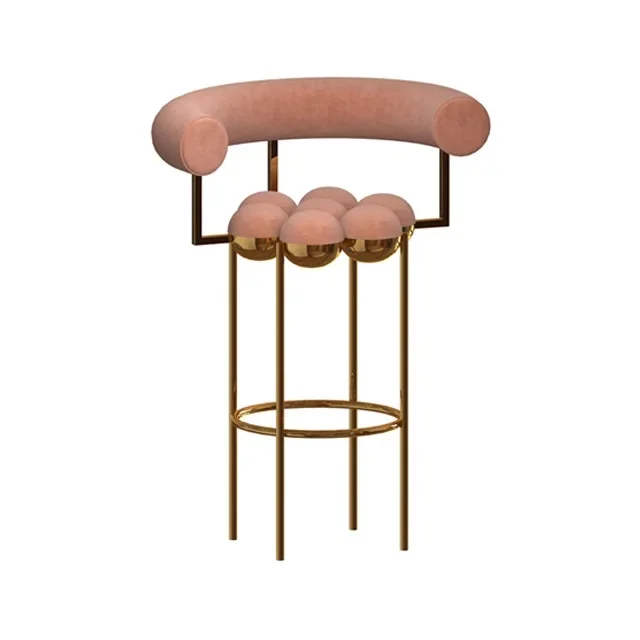

Customized Pearl Modern Velvet Metal Stainless Steel Bar Chair