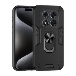 Shockproof Armor Magnetic Holder Ring Case with Lens Protection for Poco X7 5G (Black)
