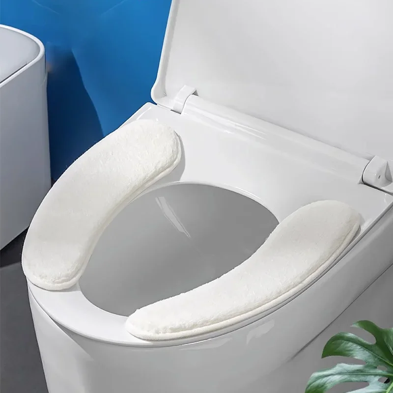 

Toilet Seat Cushion Household Winter warm Plush Seat Ring Adhesive Universal Enlarged Thickened Toilet Seat Cover Toilet Mat Set