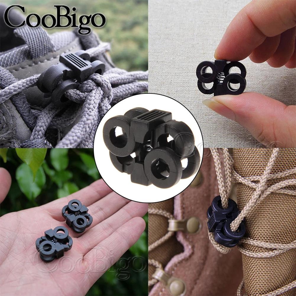 Cord Lock Stopper Paracord Accessories Detachable Stopper Cord Lock Cord Stopper Cord End Lock Cable Rope Clamps 10pcs Cord Lock Spring Stopper Toggle Clip Plastic for Shoelace Clamp Drawstring Clothing Backpack Paracord Accessory Hole 5.5mm