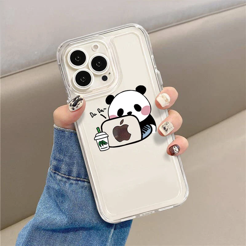 Adorable Cartoon Animal Transparent Phone Case - Soft Giraffe & Panda Design