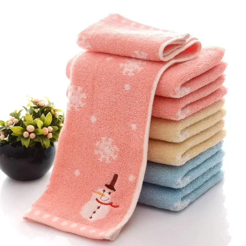 Description Picture 3 of item1Pcs Christmas Hand Face Towel Cotton Snowman Washing Cloth  Kitchen Tea Towel Home Towels Bathroom New Year Gift 25x50cm