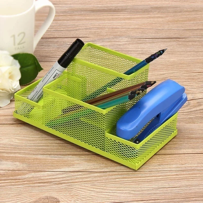 Multifuncional Desk Metal Mesh Pen Holder Organizer Office School Stationery Storage Box Pencil Case Stand Desktop Accessories pen holder desk organizer pen and brush holder desk storage rack