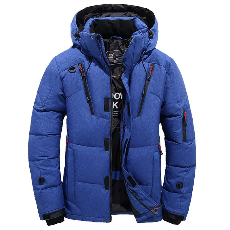 2022 Winter Snow Down Jacket Hooded Coats Multi-pocket White Duck Down Windbreaker Jackets Overcoat Men Casual Thick Warm Parkas