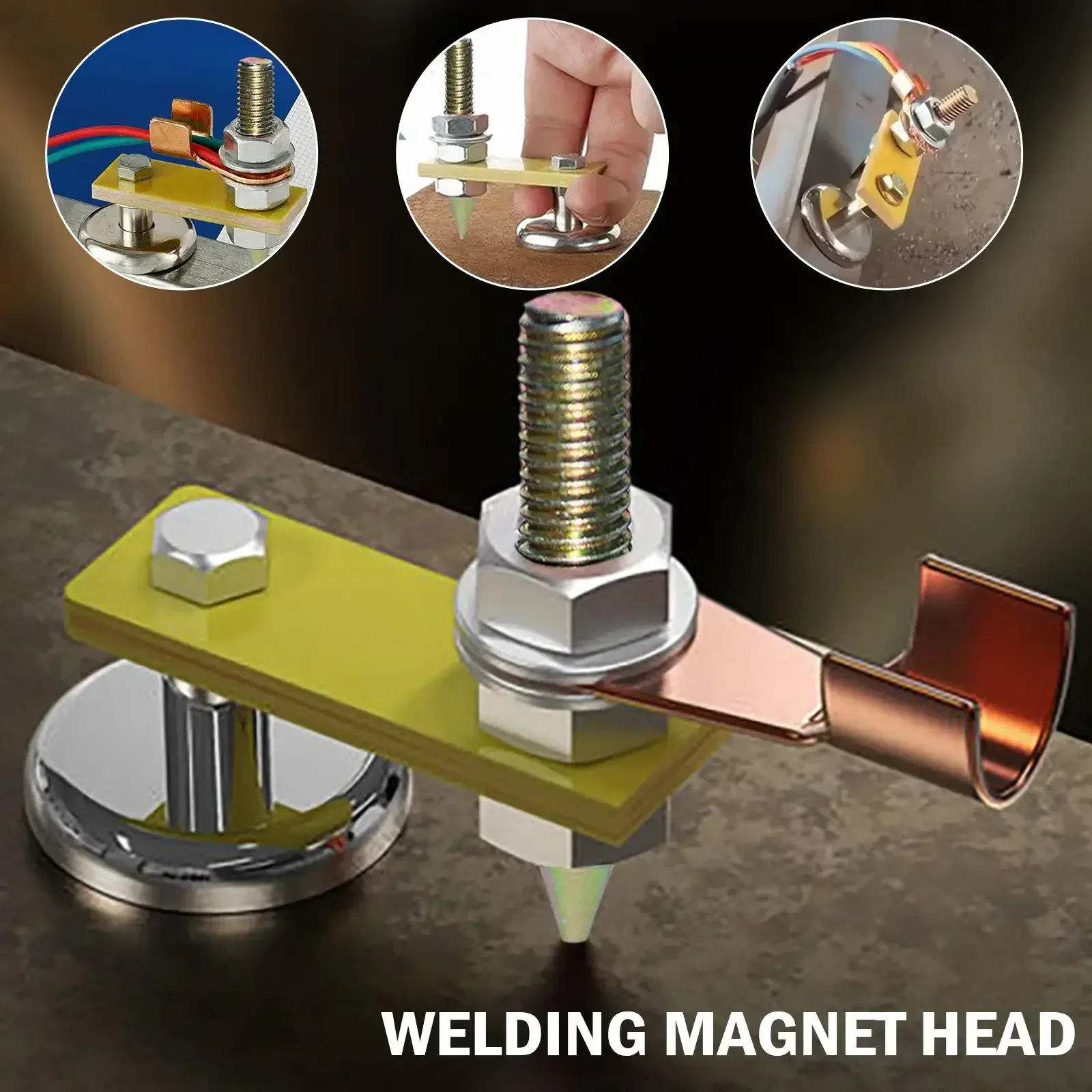 Magnetic Welding Ground Clamp Single Strong Magnet With Wire End Welding Head Sheet Metal Repair Machine Hitching Iron magnetic welding holders