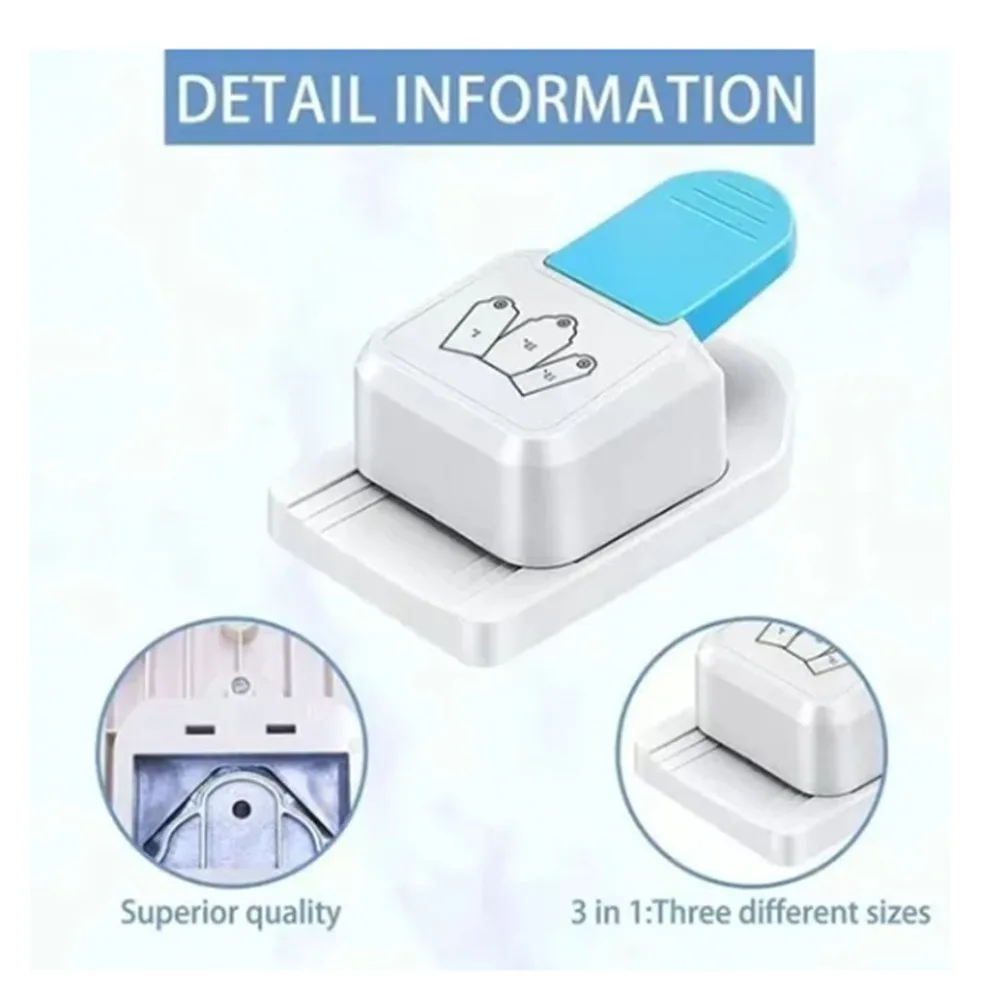 3 in 1 라벨 펀치 1.5인치+2인치+2.5인치 견고한 플라스틱 합금 라벨 공예 펀치 사용하기 쉬운 창의적인 디자인 코너 페이퍼 펀치