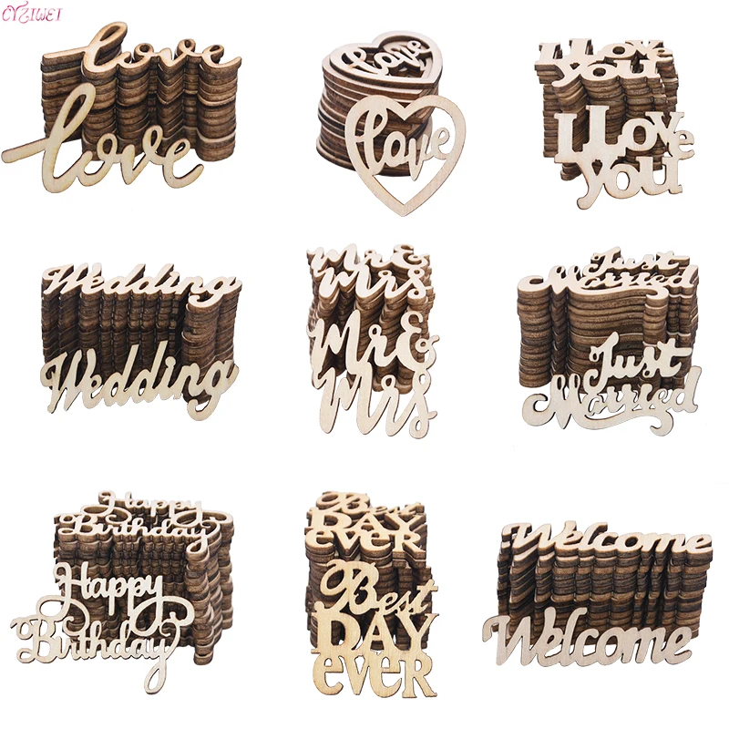 15/30pc Wooden Letter Love Wedding Just Married Mr Mrs Wood Slices For Happy Birthday Wedding Decor Valentine