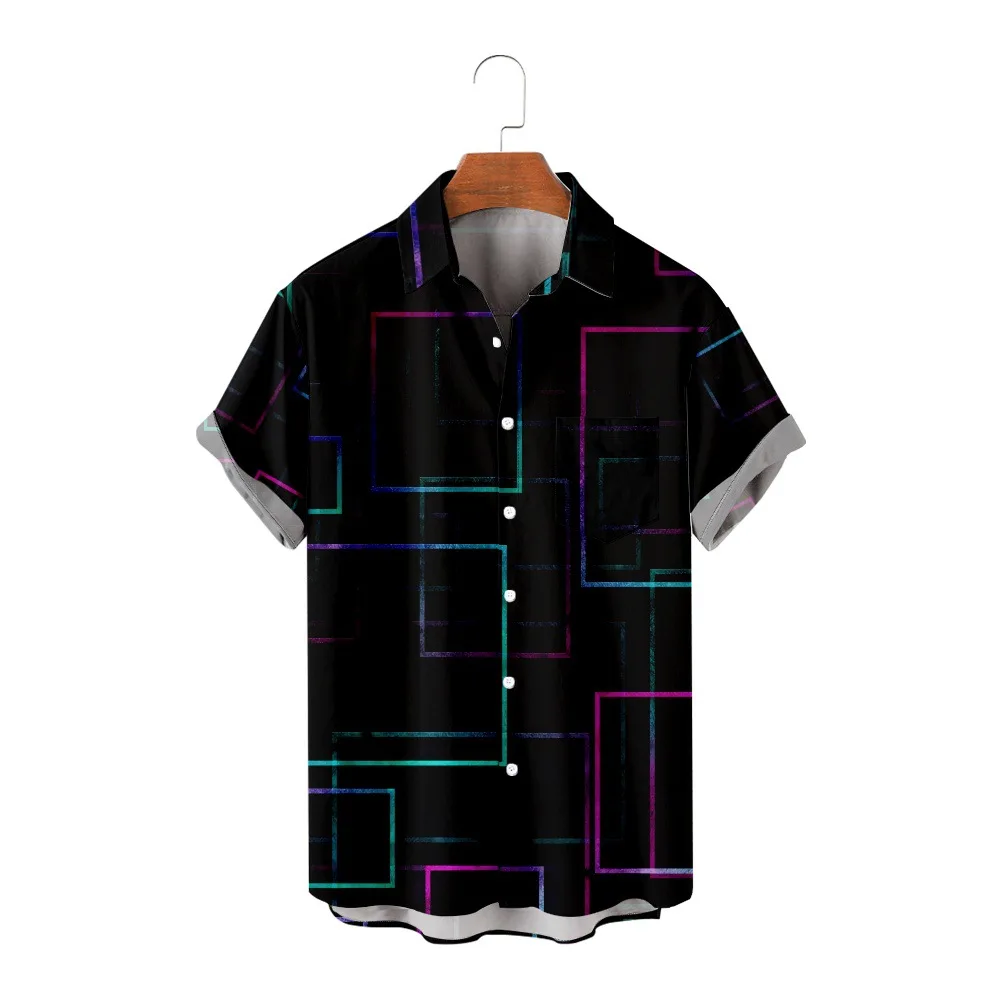 

2023 Cross border Spring/Summer New Border Art Pattern Men's Top Casual Short Sleeve Shirt
