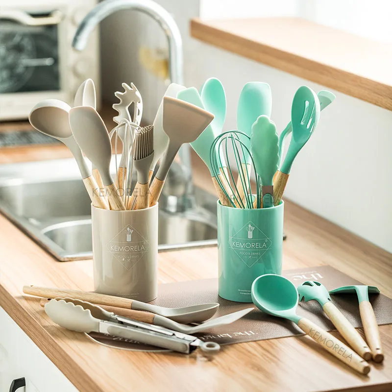 13PCS Heat Resistant Silicone Kitchenware Cooking Utensils Set kitchen utensils Kitchen Measuring Spoons Utensils Baking Tools With Storage Box
