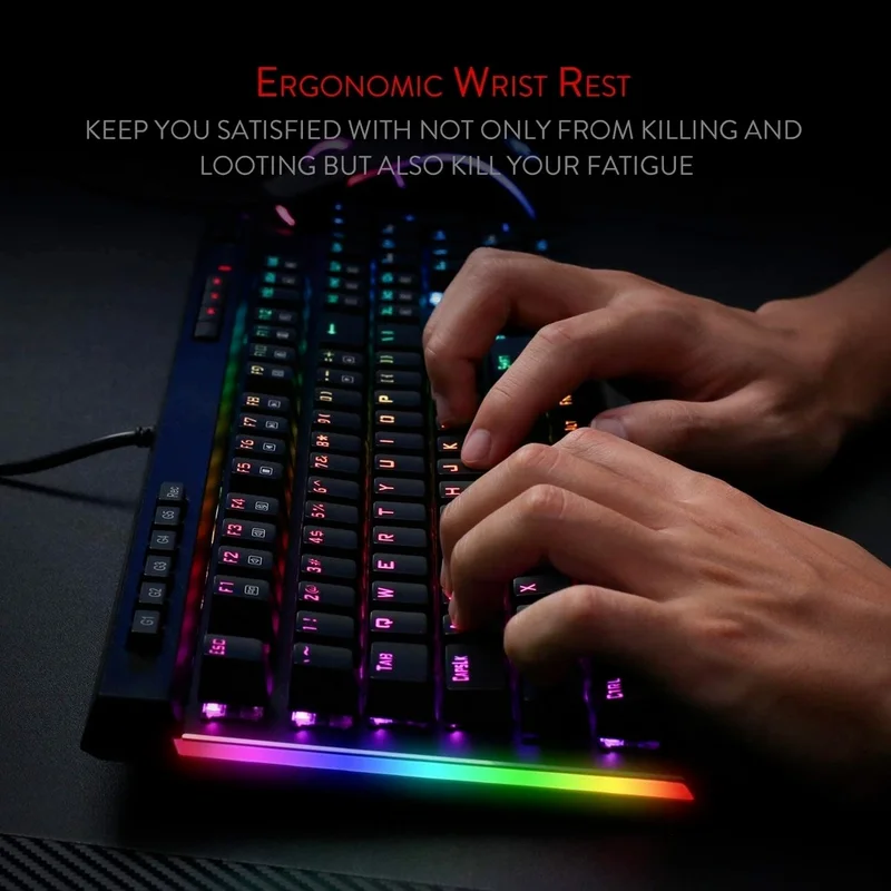 Redragon K580 VATA RGB LEDバックライトメカニカルゲーミングキーボード マクロキー＆専用メディアコントロール付き オンボードマクロ録画 (茶軸) | Redragon K580 VATA RGB LEDバックライトメカニカル
