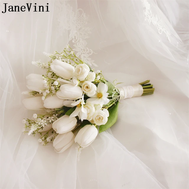 Janevini White Tulip Wedding Flowers Bridal Bouquets For Wedding  Photography Silk Flowers Artificial Bride Boutonniere Pins New - Wedding  Bouquet - AliExpress