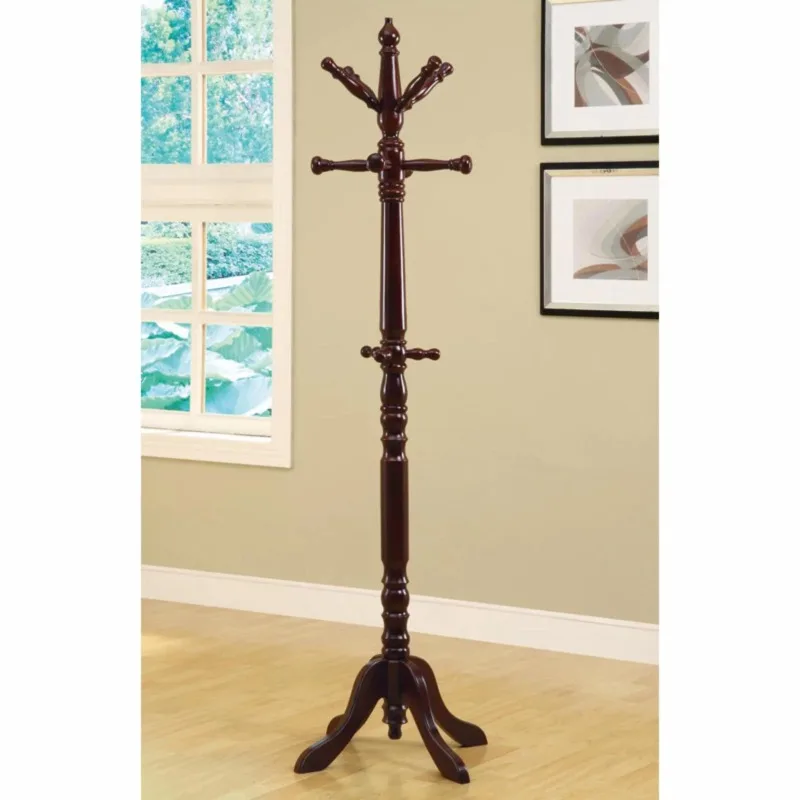 

Coat Rack, Hall Tree, Free Standing, 11 Hooks, Entryway, 73"H, Bedroom, Wood, Brown, Transitional Coat Rack