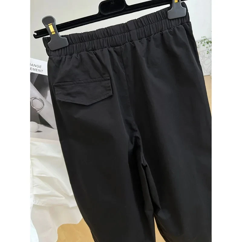 Plus Size 6XL 150kg Women Spring Harem Pants Cross-pants High Elastic Waist Long Trousers Oversized Black Color Large Trousers
