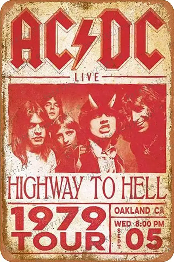 

AC DC Heavy Metal Music Cool Classic Rock Band Metal Tin Sign for Home Restaurant Cafe Bar Vintage Art Wall Decoration Gifts