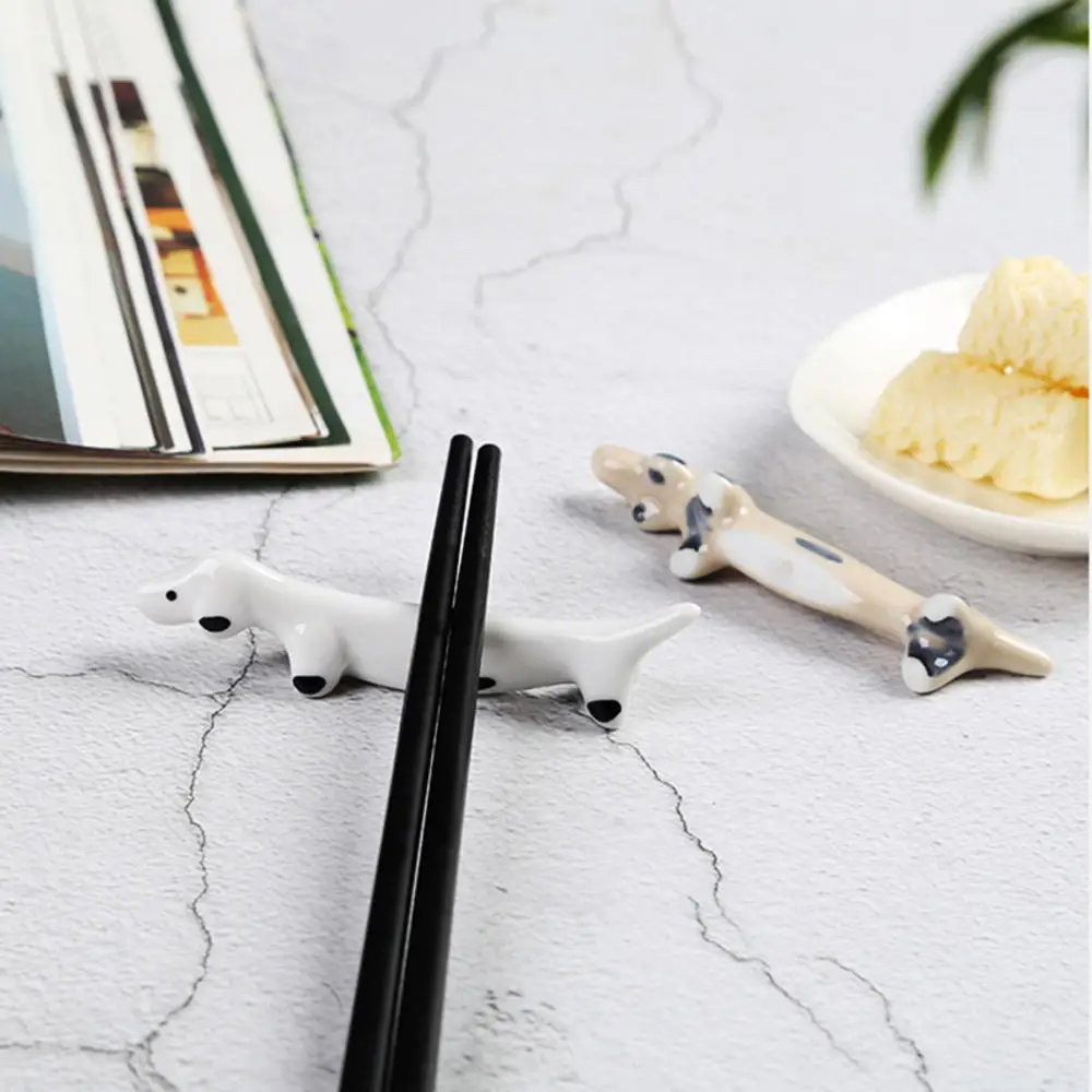 Little Animal Ceramic Chopstick Holder Creative Sausage Dog Dining Table Decoration Small Tableware Stand Fork Storage Rack