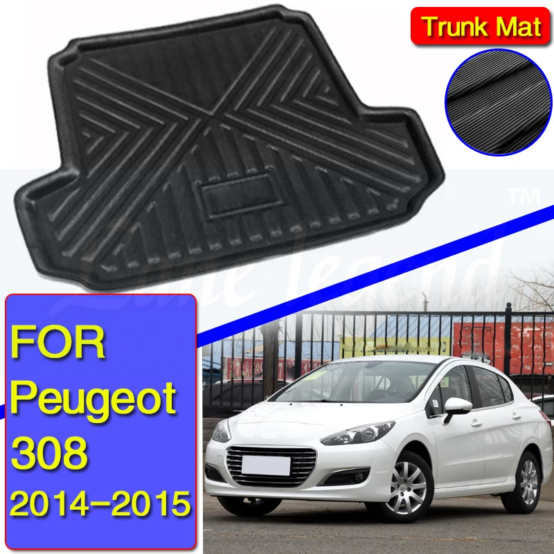Doublure de coffre arrière pour Peugeot 308 2014 2015, tapis noir sur  mesure, plateau à bagages, tapis imperméable
