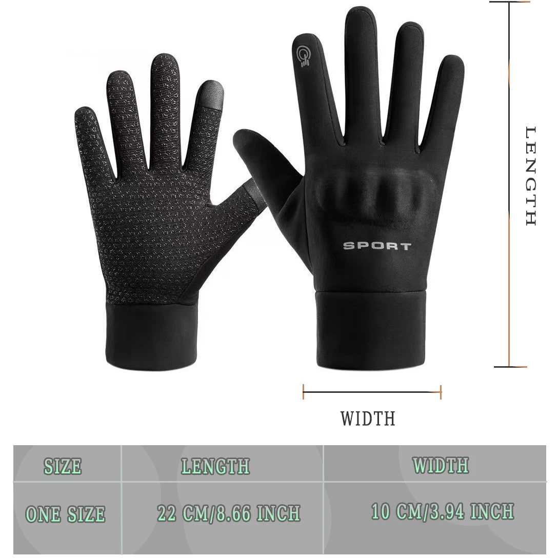 1 Pair Winter Thickend Warm All Finger Touch Screen Waterproof Gloves for Cycling Outdoor Work Lightweight Thermal Running 4