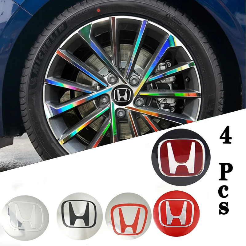 4pcs 56mm Car Wheel Center Hub Cap Resin Sticker Badge Accessories For